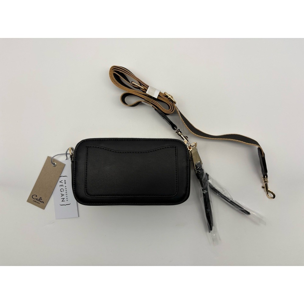 Calin Collection Vegan Leather Purse Black Adjustable Strap / Wristlet NWT